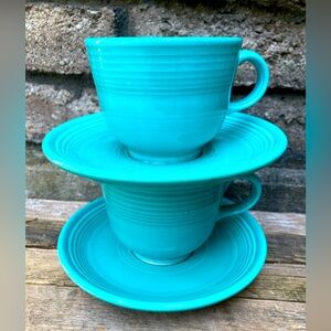 Fiestaware set of 2 teacups. MCM. Vintage coffee or tea.
